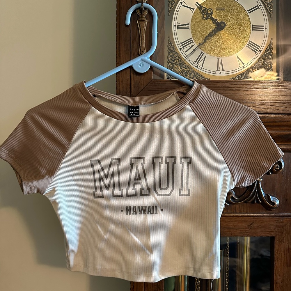 SHEIN Size Small Beige and Brown Maui Crop Top